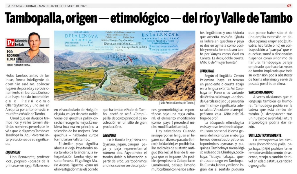 Tambopalla, Valle Arriba, Cocotea, Valle de Tambo