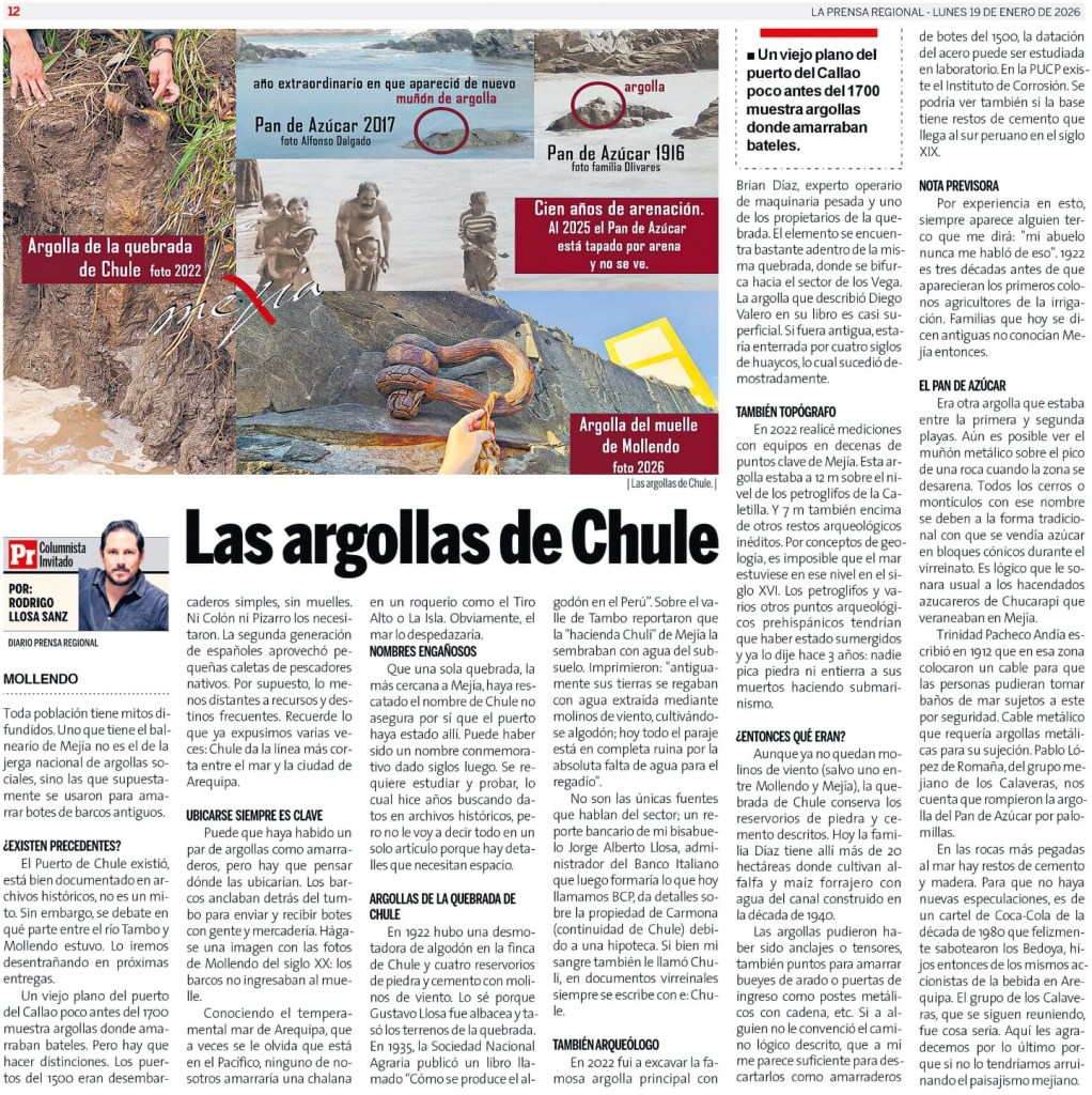 Argollas Chule, Mejía, edición impresa, 19 Enero 2026, Rodrigo Llosa Sanz