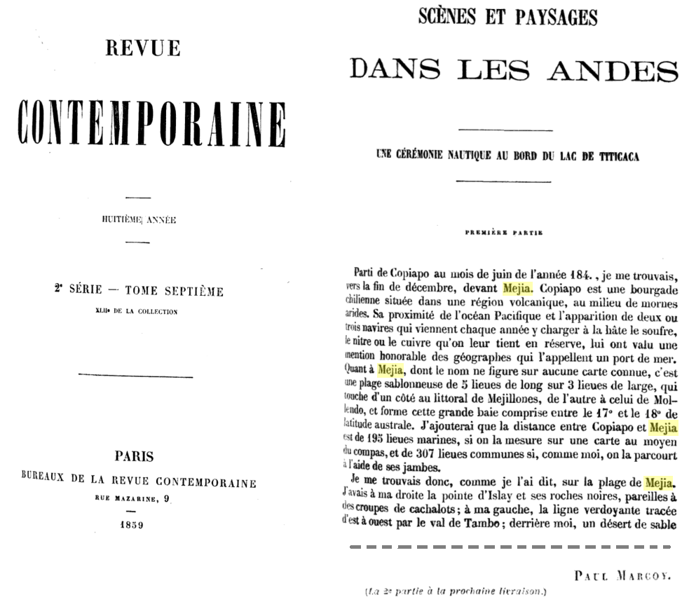 Reveu Contemporaine, Paris 1859, Mejia, Paul Marcoy