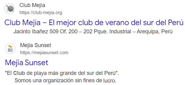 Páginas web de Club Mejía y Club Mejía Sunset, visita 29 Mayo 2026